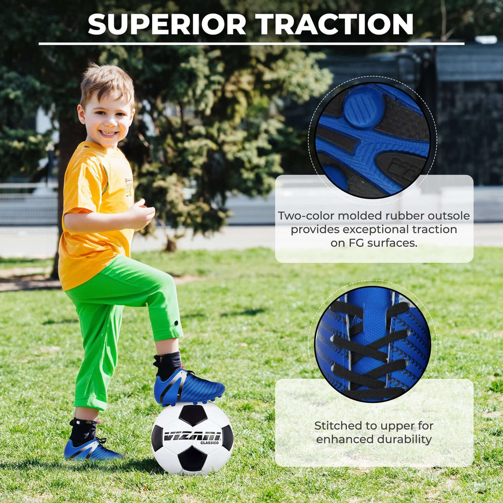 Vizari Impact Youth Firm Ground Soccer Shoes – Blue/Silver
