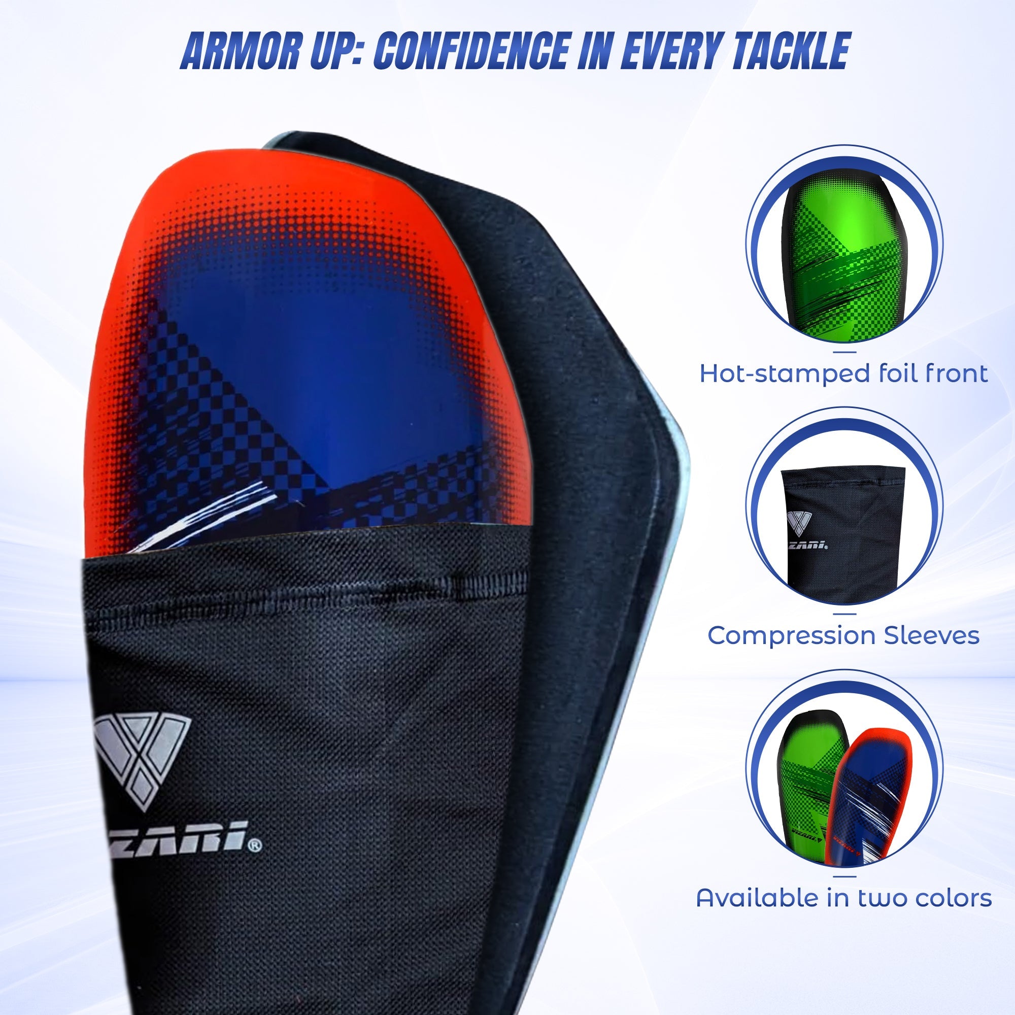 Aptos Soccer Shin Guard with Sleeve-Royal/White - Vizari Sports