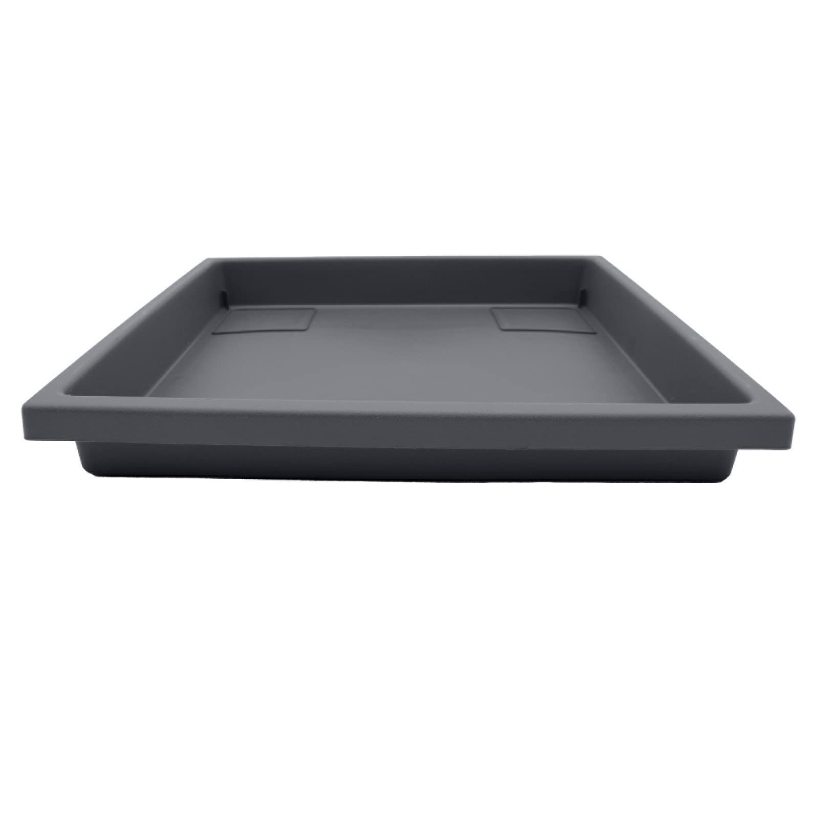The Hc Companies 14 Inch Accent Square Plastic Plant Saucer - Indoor Outdoor Plant Trays For Pots - 14X14X18, Warm Gray