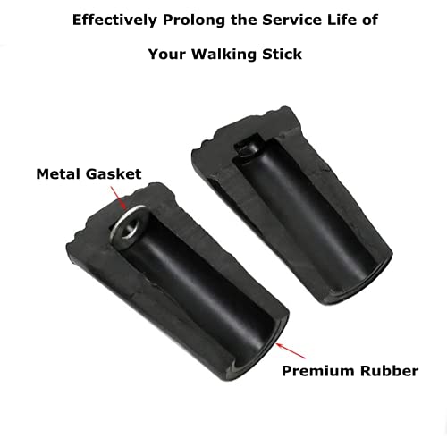 Walking Stick Tips Rubber 4 Pack Trekking Pole Tips Replacement- Rubber Feet For Hiking Poles, Walking Sticks, Trekking Poles  R