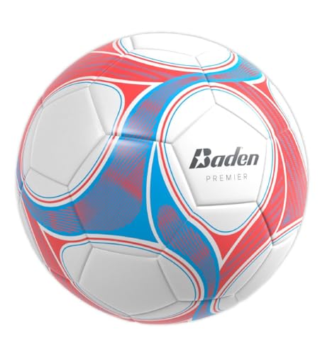 Baden Team Soccer Ball, White/Gray/Blue, Size 5