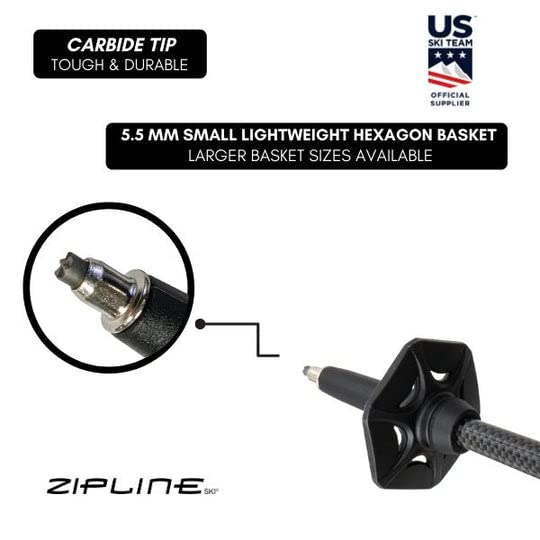 Ski Poles Graphite Carbon Composite - Zipline Lollipop U.S. Ski Team Official Supplier (Black Carbon Weave, 40'' In./102 Cm)