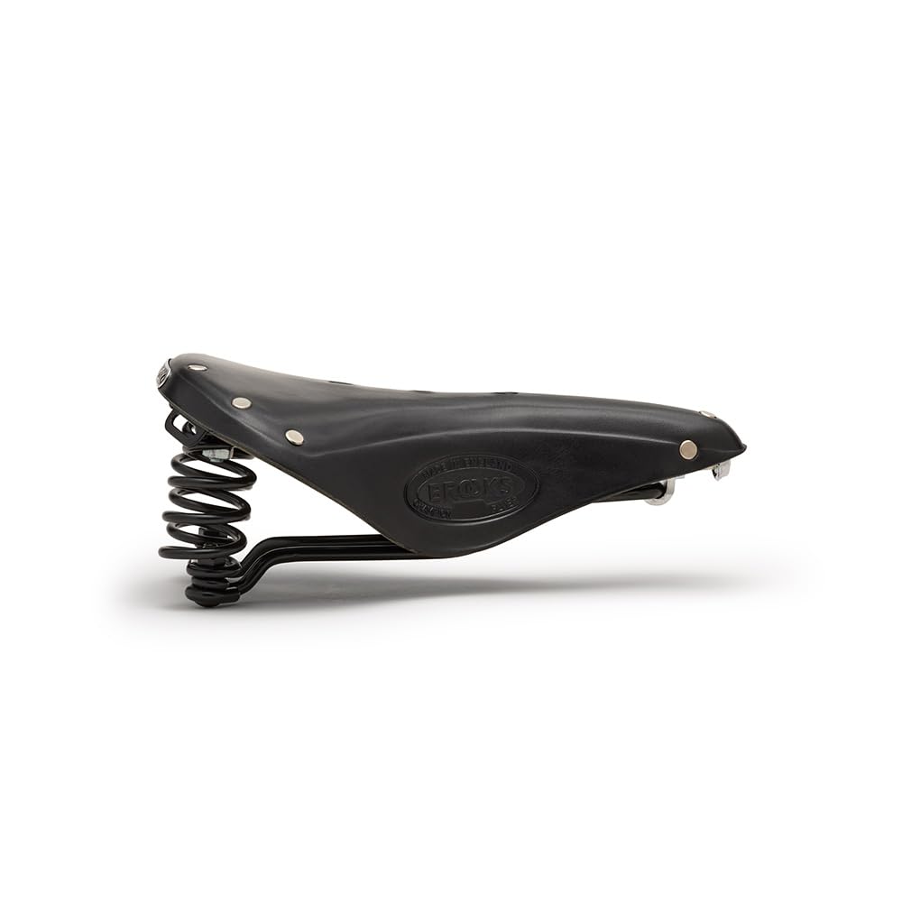 Brooks England Flyer, Touring Leather Handmade Bike Saddle With Suspension Springs, Black, One Size