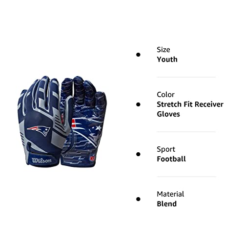 Wilson Nfl Stretch Fit Football Gloves - Youth, New England Patriots