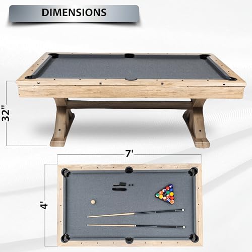 Freetime Fun 3 In 1 Multi Game 7 Ft Pool Table With Dining Top And Ping Pong Table, Includes Billiard Accessories And Tennis Pad