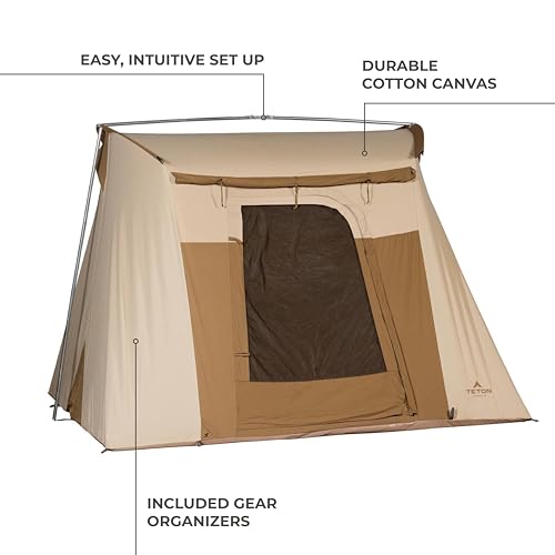 Teton Mesa 10 Canvas Tent; 6 Person Family Camping Tent, Room With A View