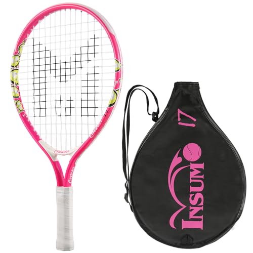 Insum 17'' Junior Toddler Tennis Rackets For Little Kids Tennis Racquet For 2-4 Years (17Inch-Pink)