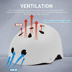 Tourdarson Skateboard Helmet Impact Resistance Ventilation Multi-Sport For Youth & Adults (White,Large)