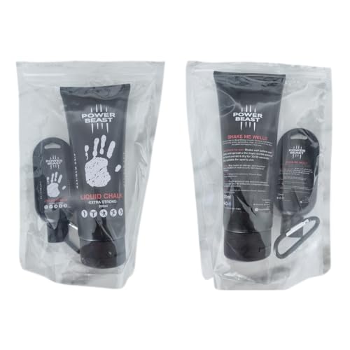 Power Beast Liquid Chalk, 2 Bottles Combo Of 200 + 50 Ml, Liquid Sports Chalk, Free Professional Hand Grip For Gym, Weightliftin