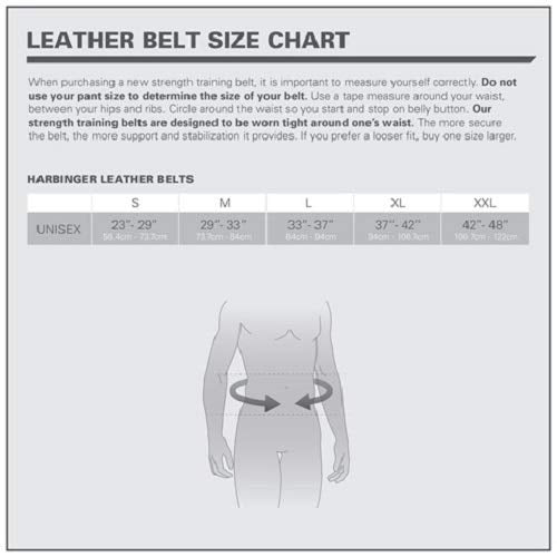 Harbinger Padded Leather Contoured Weightlifting Belt - 4 or 6    Width - Interior Suede Lining & Foam Cushioning - Heavy-Duty D