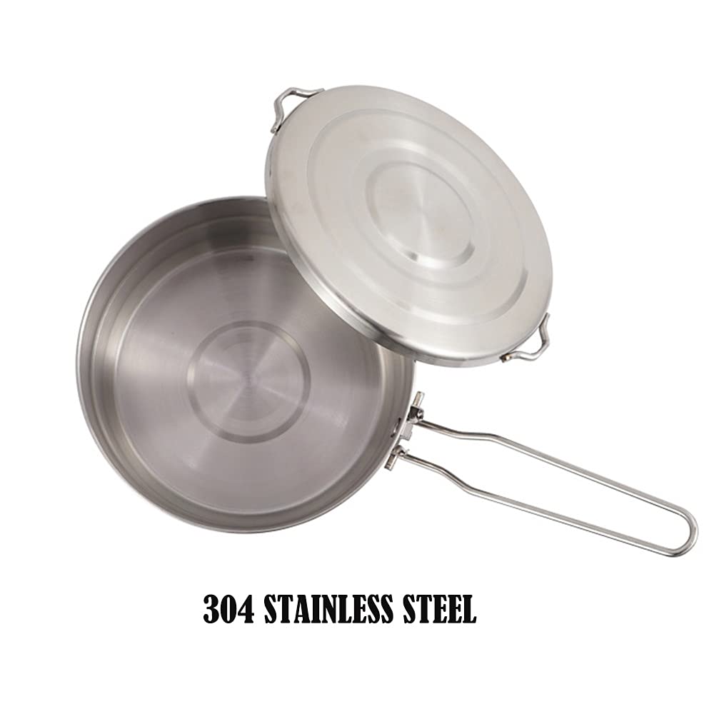 Pwpam Outdoor Cooking Pot Stainless Steel Camping Pot Large Capacity Pot Applicable For Camping Hiking And More Outdoor Activiti