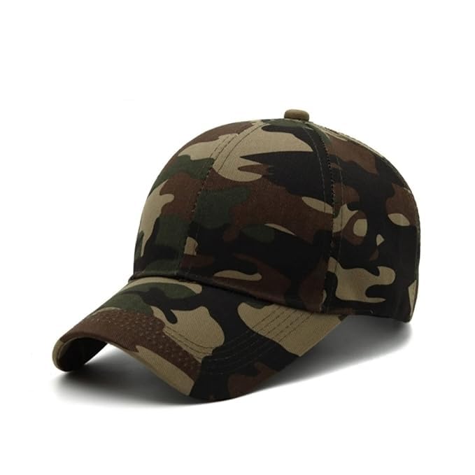 Camouflage Baseball Cap, Woodland Camo Print, Adjustable Fit