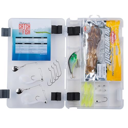 Shakespeare Catch More Fish Bass Spinning Fishing Combo, Includes Fishing Rod & Reel, Berkley Fishing Baits, Live Bait Tackle, P