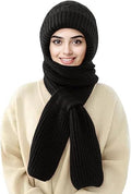 Niyanetail 2 In 1 Winter Warm Knitted Beanie Hat With Scarf | Windproof Cap With Integrated Ear Protection | Soft & Thick Woolen