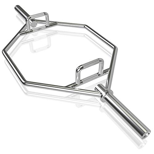 Gymax Olympic Hex Bar, Folding Trap Bar 56'' Chrome Finish Hex Weight Lifting Bar Deadlift Bar With Two-Handle, For Squats, Dead