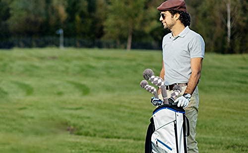 Scott Edward Grey&White Argyles Golf Club Covers Set Of 5 Fit For Driver Wood(460Cc)*1,Fairway Wood*2,And Hybrid(Ut)*2,(Grey&Whi
