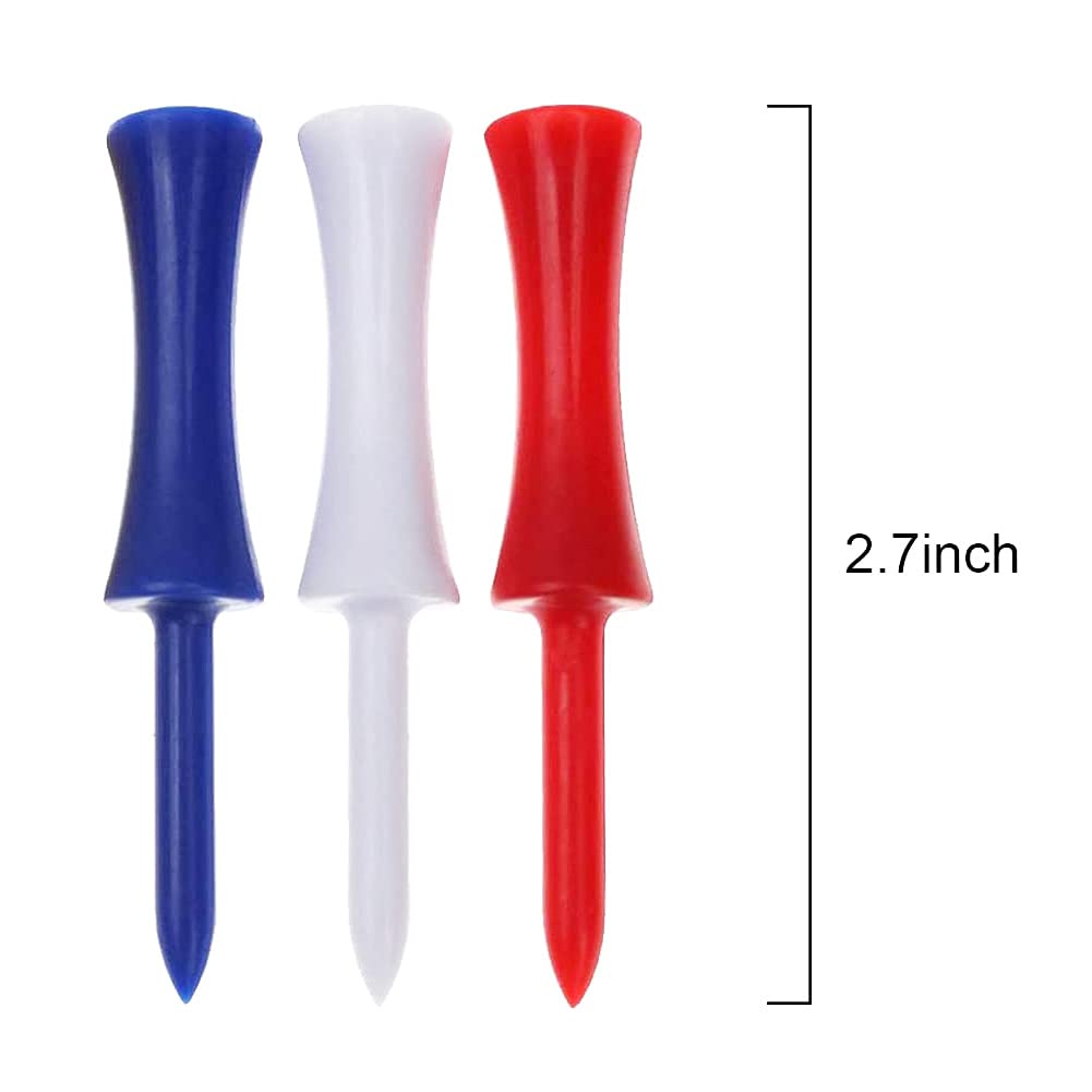Kofull Golf Step Down Tees, 2 3/4 Golf Tees Bulk, Random Colors Consistent Tees Plastic Golf Tees - 50 Counts