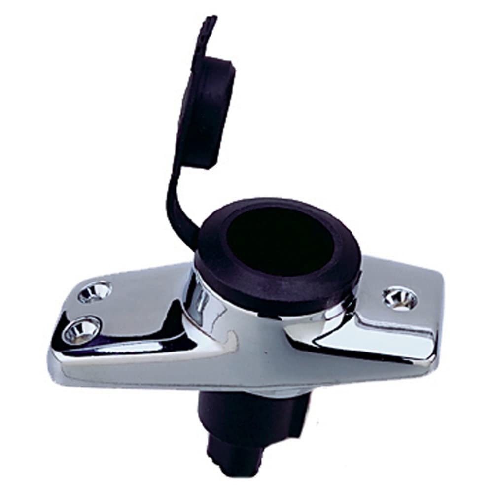 Perko 1059P00DP Chrome-Plated 2-Pin Plug-In Light Base with 16 Rake - 3-3/4 x 1-5/8 Base
