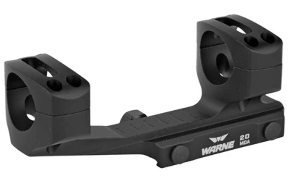 WARNE LRSKEL1TW 20MOA, Extended Skeletonized 1 inch MSR Mount, in-Built 20MOA, Steel Threaded Inserts, Black