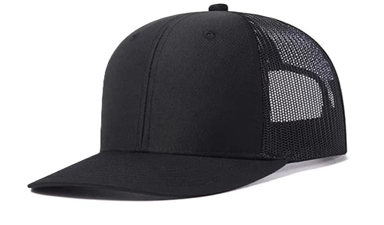 Zacharias MenS Cotton Blend Halfnet Solid Trucker Baseball Cap Hnc01 (Black_Free Size_Pack Of 1)