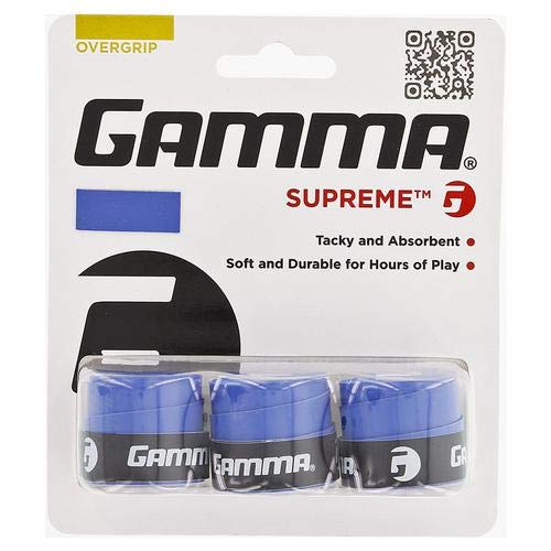Gamma Sports Supreme Overgrip For Tennis, Pickleball, Squash, Badminton, And Racquetball Racquets, 3-Pack, Grey