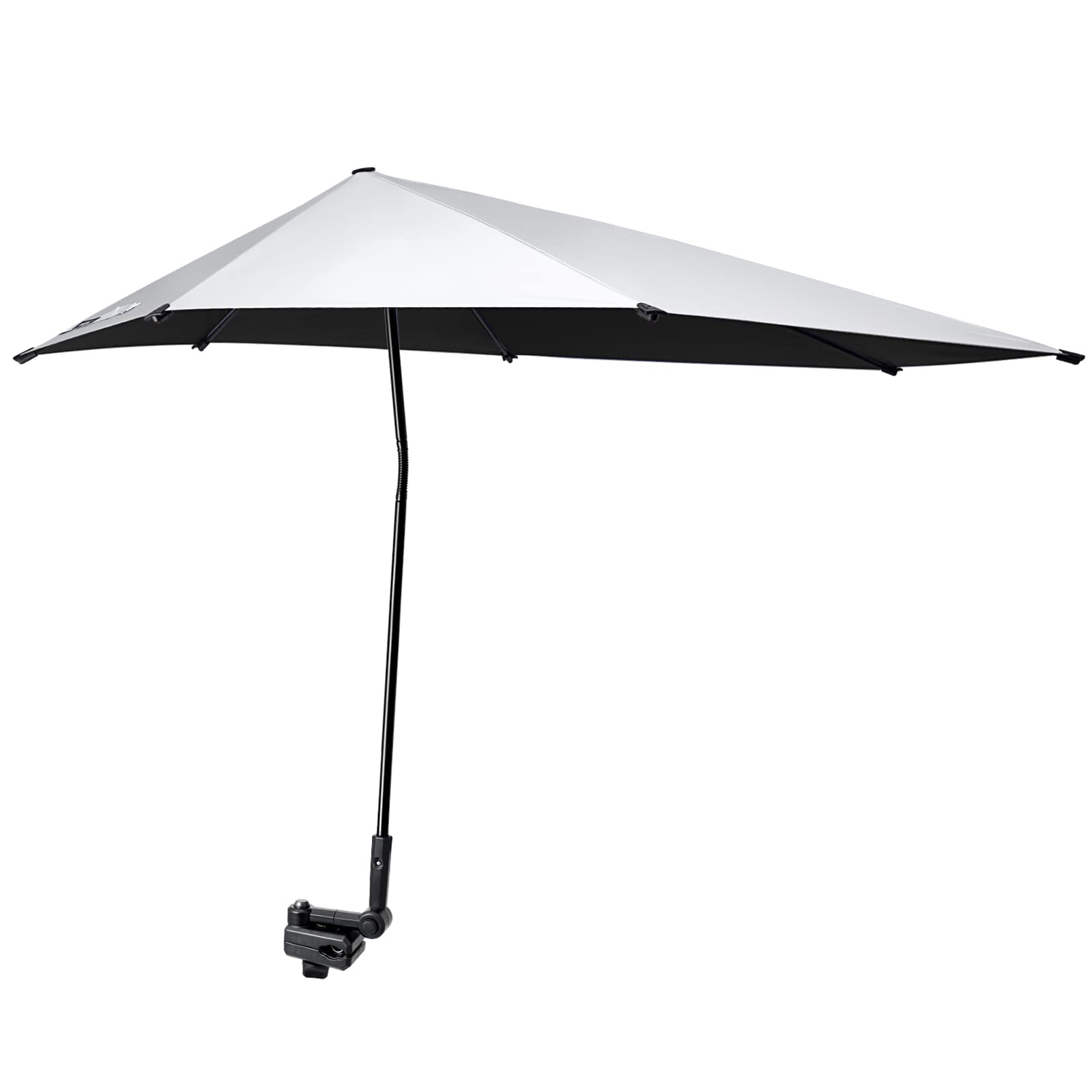 G4Free Upf 50+ Adjustable Beach Umbrella Xl With Universal Clamp For Chair, Golf Bags, Stroller, Wheelchair, Bleacher, Patio(Bla