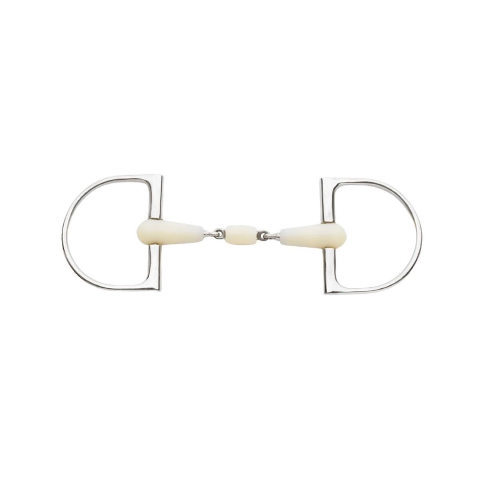 Happy Mouth Double Jointed Pro King Dee Bit - Apple Scented Durable Stainless Steel Rings Soft Polymer Roller Mouthpiece Horse B