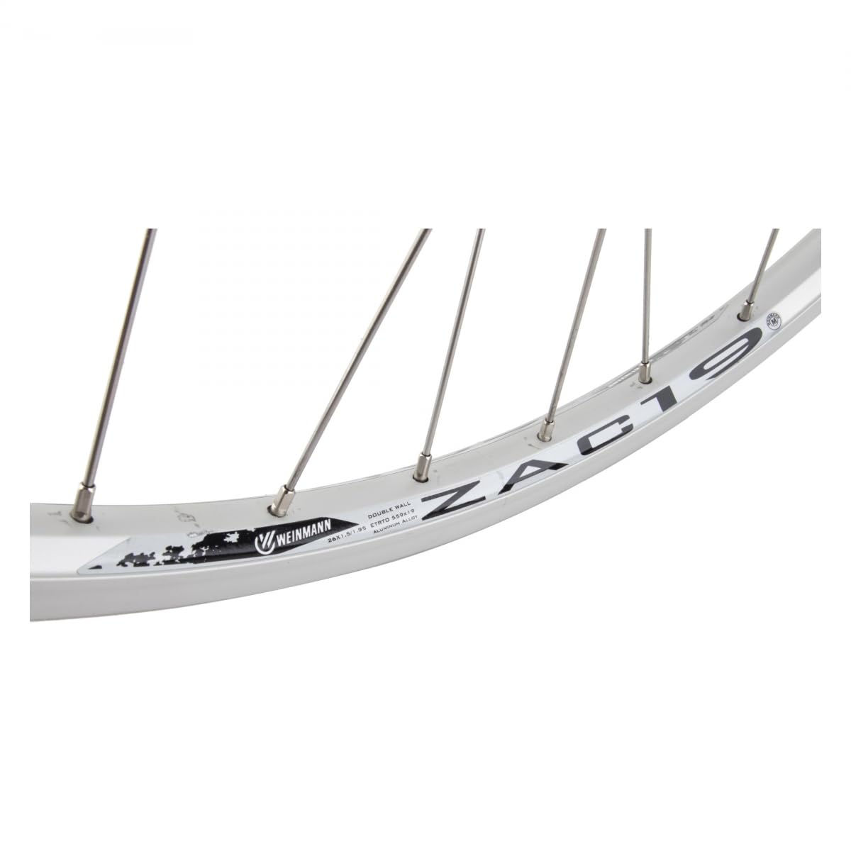Wheel Rear 26 X 1.5, Wei-Zac19, Silver, Qr Alloy Fw 5-7Sp Silver Hub, 14G Ss Spokes, 36H