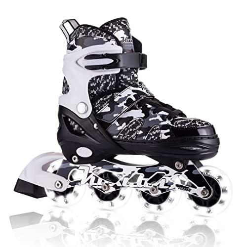 Kuxuan Boys Adjustable Inline Skates With Light Up Wheels, Fun Illuminating Skates For Kids Girls Youth