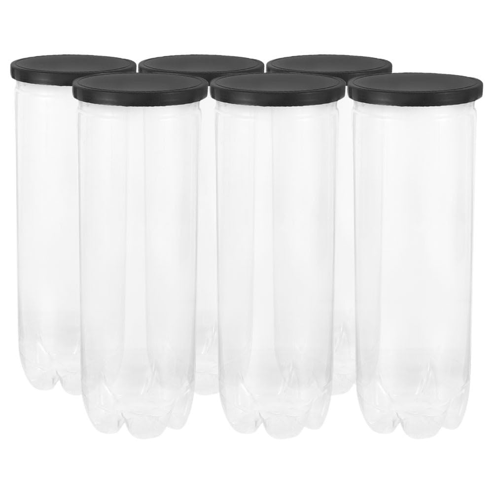 Toddmomy 6Pcs Tennis Ball Holder, Cylinder Plastic Container with Lid, Baseball Tennis Clear Container Portable Transparent Cani