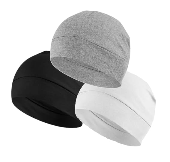 Run India 3 Pieces Skull Caps Helmet Liner Sweat Wicking Cap Running Hats Cycling Skull Caps For Men Women