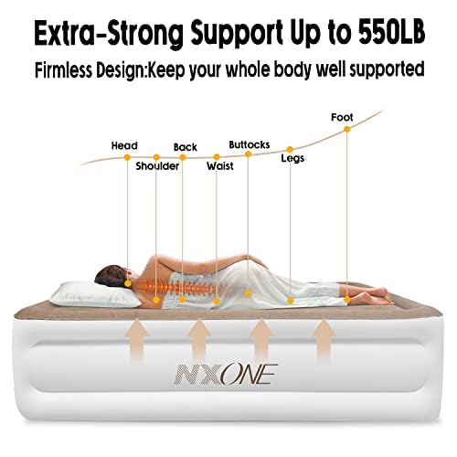 Nxone Air Mattress,Inflatable Single Airbed Luxury Double High Self Inflation Deflation Twin Air Mattress With Electric Built-In