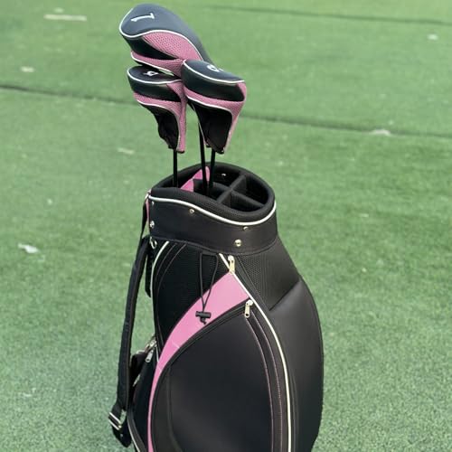 Andux Golf 460Cc Driver Fairway Wood Club Head Covers Hook & Loop Set Of 3 Pink