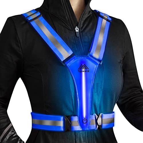 Topward Led Reflective Vest Safety Gear, Light Up Vest For Night Walking Cycling, High Visibility Running Vest With Reflective S