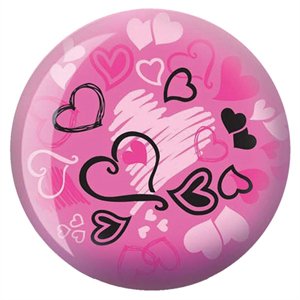 Brunswick Products Hearts Glow Viz-A Bowling Ball, Pink/Black, 12 Lb