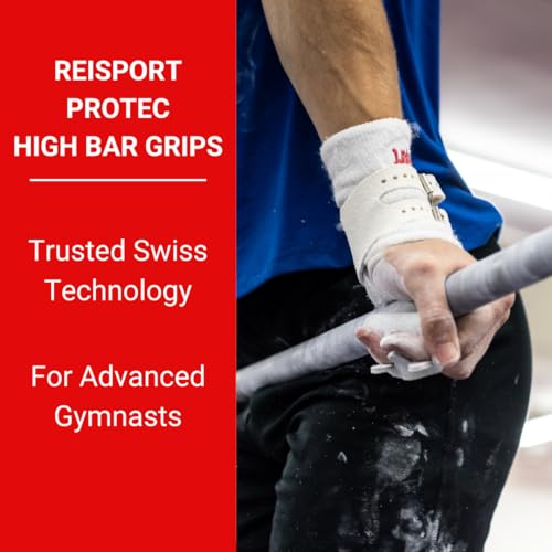 Reisport Mens Protec Hyper Buckle High Bar Grips, Small, Large, Gymnastic Grips, Triple Strength Leather With Kevlar, Less Stret