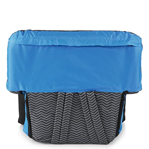 Oniva - A Picnic Time Brand Ventura Portable Reclining Stadium Seat, (Waves Collection - Gray With Vista Blue Accents)