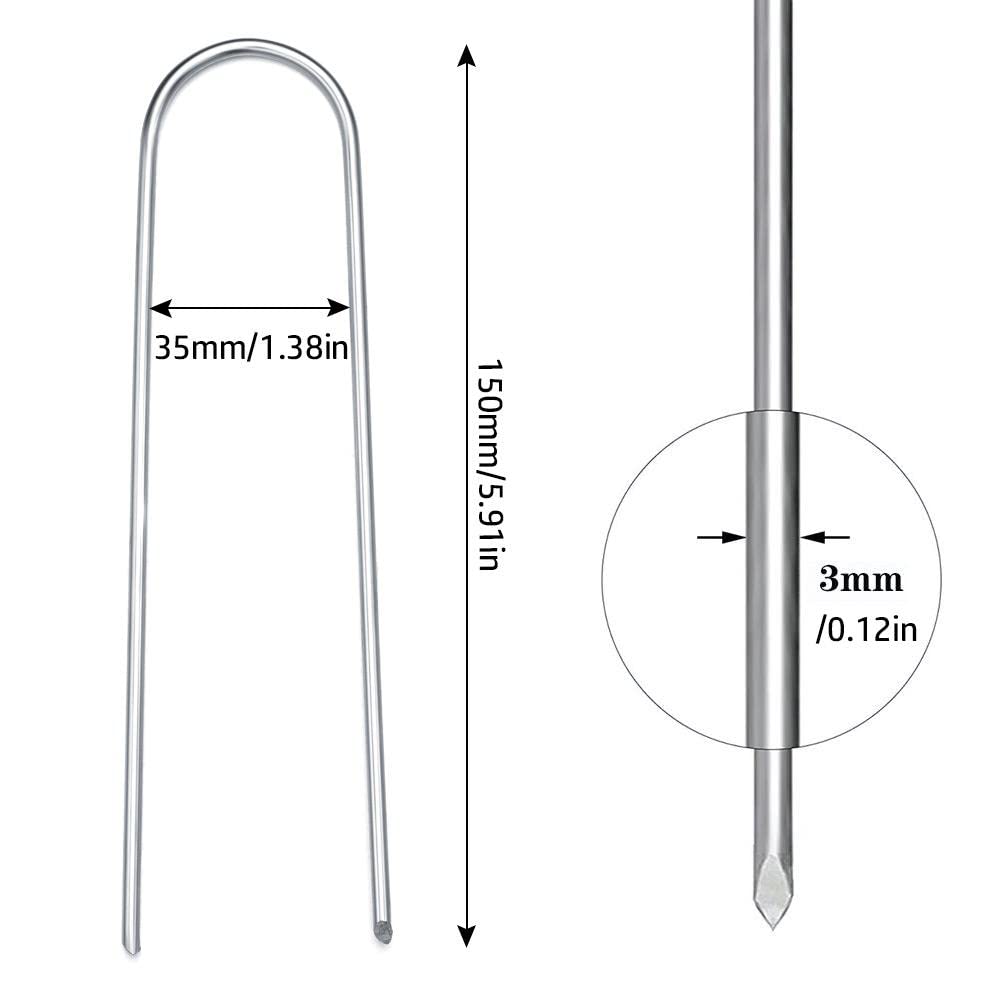 12X Heavy Duty Trampoline U-Shaped Metal Wind Stakes Goal Pegs Tent Ground Anchor