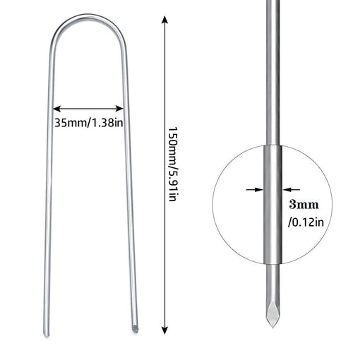 12X Heavy Duty Trampoline U-Shaped Metal Wind Stakes Goal Pegs Tent Ground Anchor