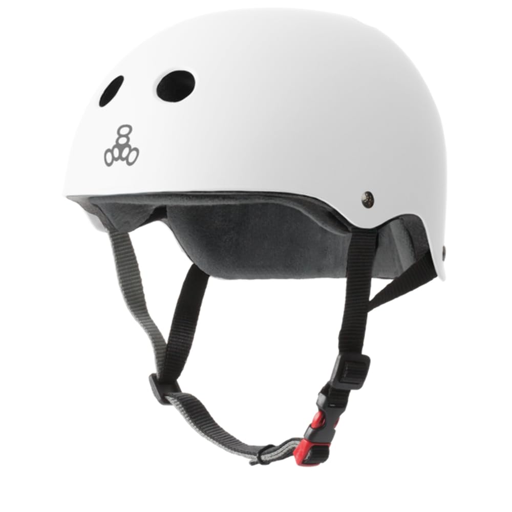 Triple Eight The Certified Sweatsaver Helmet For Skateboarding, Bmx, And Roller Skating, White Rubber, X-Small/Small