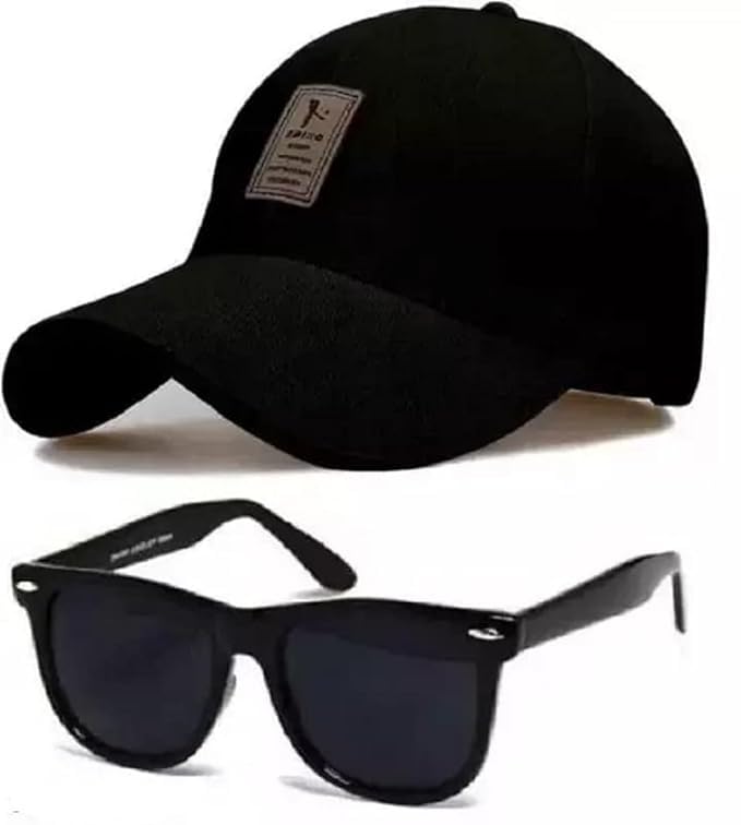 Rytoria Stylish Sport Baseball Cap & Aviator Wayfarer Sunglasses For Men & Boys | Combo Pack Of 2 (In, Alpha, Free Size, Big Boy