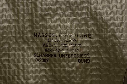Groundsheet, Underlay Tarpaulin, German Bundeswehr Army Issue, Olive, Military Waterproof Camping Tarp Pad Approx Size: 90''X40'