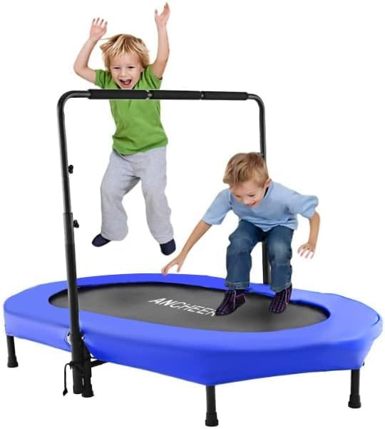 Ancheer Foldable Trampoline, Mini Rebounder Trampoline With Adjustable Handle, Exercise Trampoline For Indoor/Garden/Workout Car