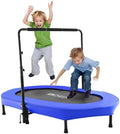 ANCHEER 56 Double Mini Trampoline for Kids, Mini Rebounder with 5-Level Adjustable Handle, Parent-Child Trampoline for Kids, Max