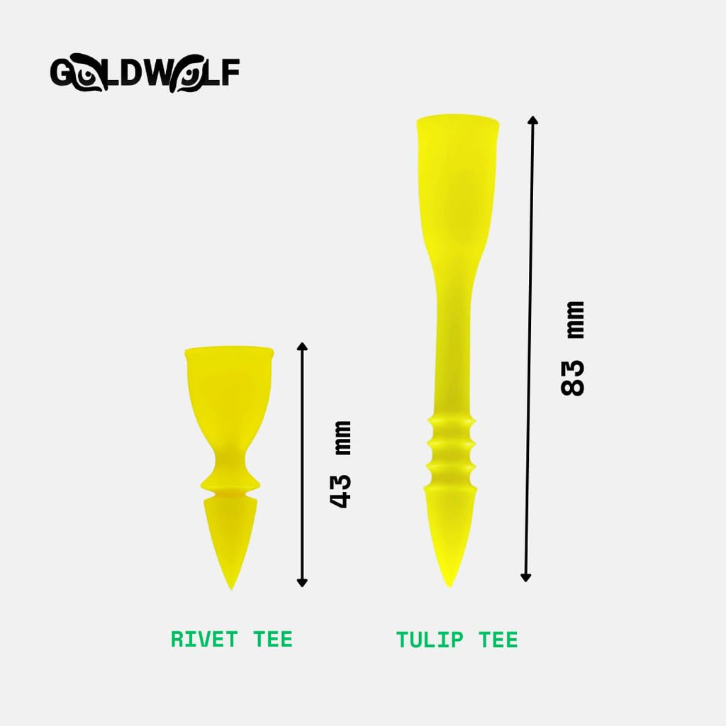 Goldwolf Designer Golf Tees: Grip The Ground, Do Not Fly, Unbreakable, Outlasting, Non-Littering, Non-Time-Wasting (2 Tulip & 2