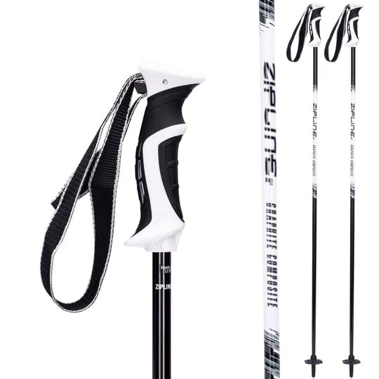 Ski Poles Graphite Carbon Composite - Zipline Lollipop U.S. Ski Team Official Supplier (Black Liquorice, 46'' In./117 Cm)