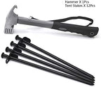 Clarmonde 12-Inch Tent Stakes & Tent Hammer, Heavy Duty Camping Stakes, Forged Steel Tent Pegs Unbreakable And Inflexible, Avail