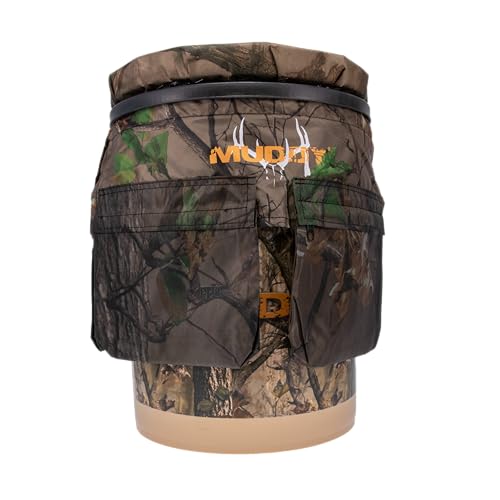 Muddy Sportsman'S Bucket - Durable Lightweight Portable Versatile Ground Hunting Outdoor 5 Gallon Camo Pail With Accessory Pouch