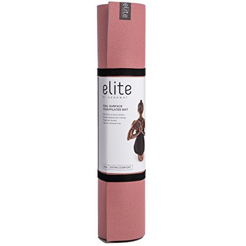 Elite Dual Surface Yoga / Pilates Aeromat W/Strap,  1/4''X24''X72'' - Dusty Rose With Mist