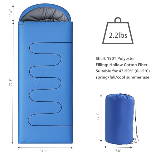 Wind Tour 3 Season Lightweight Waterproof Sleeping Bag Indoor & Outdoor Spliceable Single Sleeping Bag 1.0Kg For Hiking Backpack